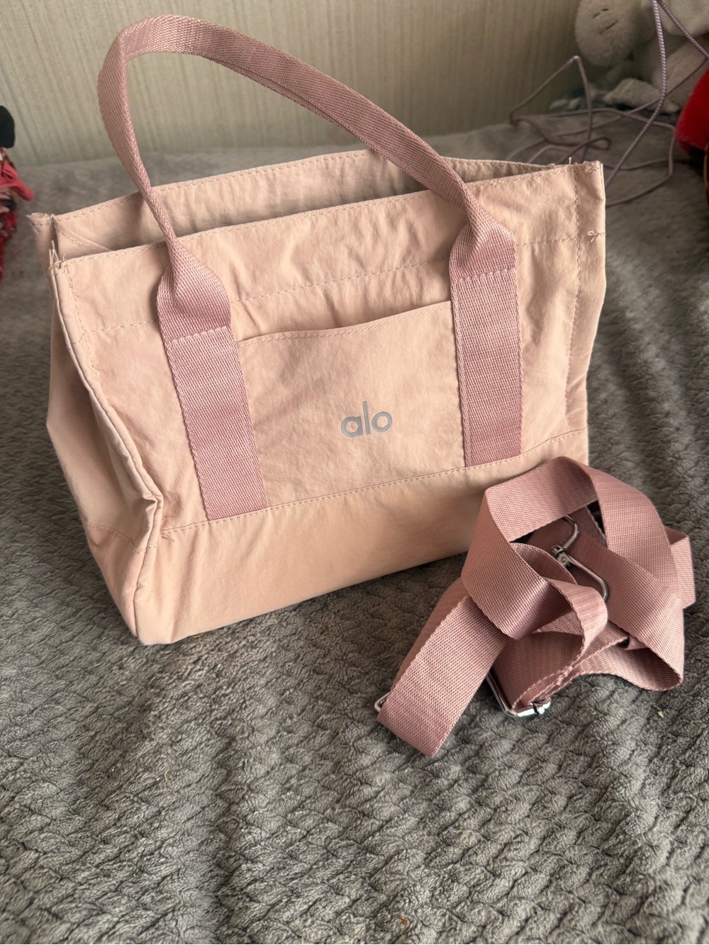 ALO Yoga Blush Pink Canvas Tote with Detachable Strap